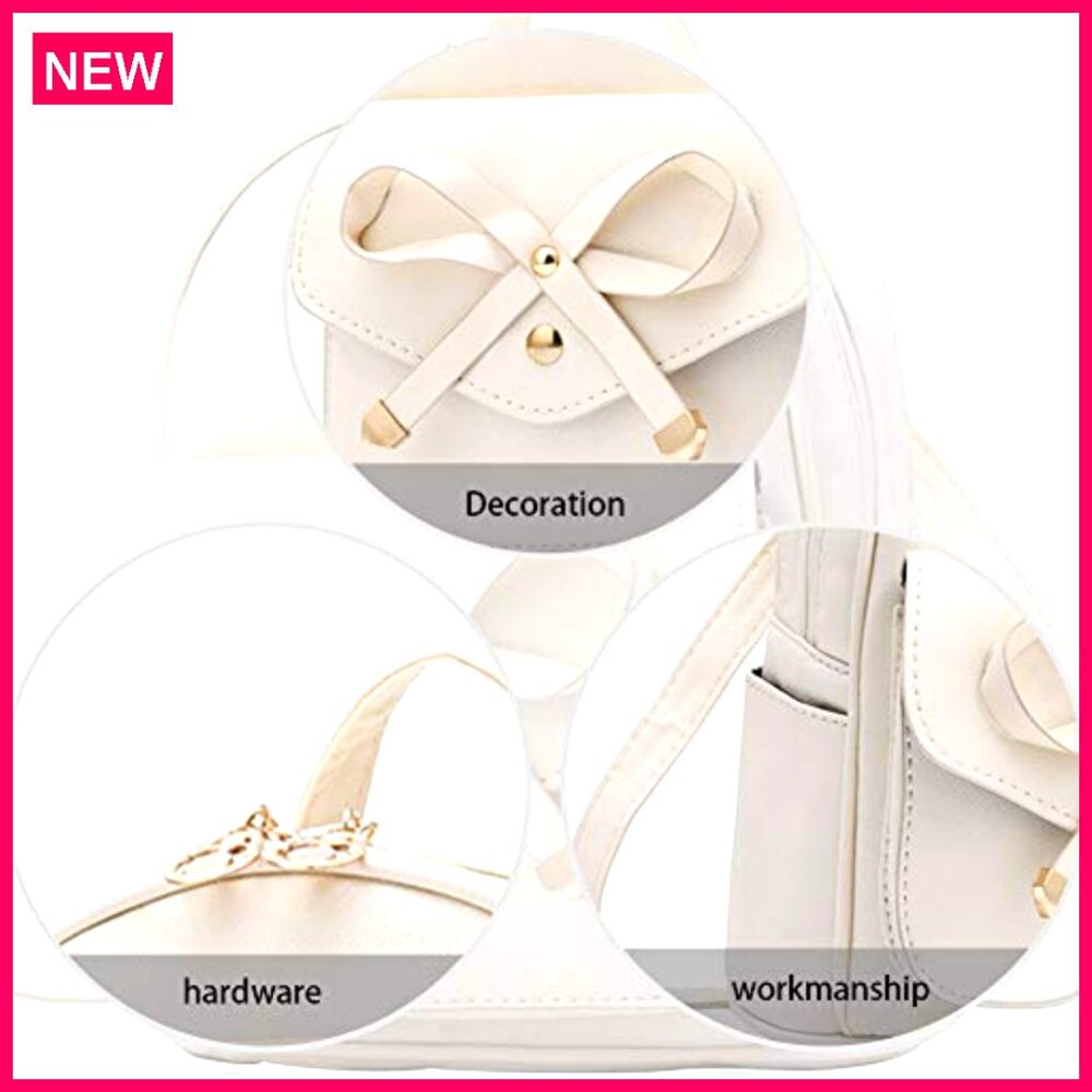 Mini Leather Backpack With Bow, Adjustable Straps… - image 5